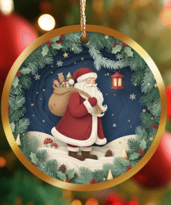 Alternative view of Woodland Santa Ornament – Lantern Night Christmas Decor