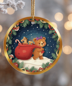 Alternative view of Woodland Bear Ornament – The Gift Gatherer Christmas Decor | Ceramic Christmas Tree Decoration