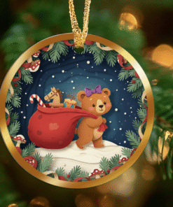 Woodland Bear Ornament – The Gift Gatherer Christmas Decor | Ceramic Christmas Tree Decoration