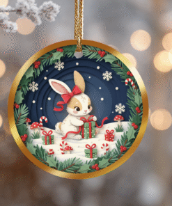Woodland Bunny Ornament – Forest Gift Wrapper Holiday Decor