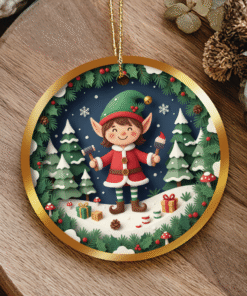 Woodland Elf Ornament | Santa’s Toy Painter Christmas Decor