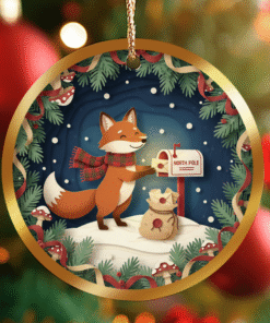 Woodland Fox Ornament | North Pole Messenger Christmas Decor Winter Woodland Christmas