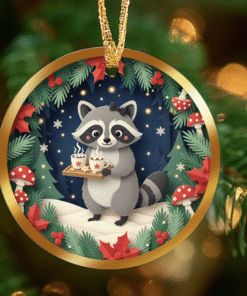 Alternative view of Woodland Raccoon Ornament – Cocoa & Kindness Christmas Decor