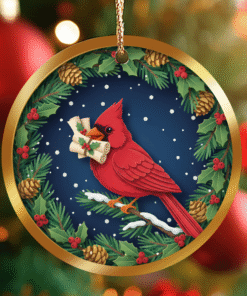 Woodland Cardinal Ornament – Message of Love Christmas Decor