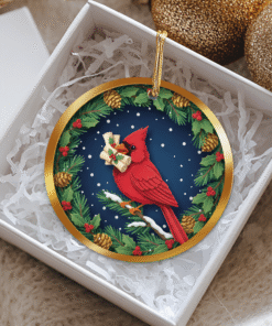 Alternative view of Woodland Cardinal Ornament – Message of Love Christmas Decor