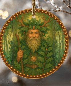 The Oak King – Winter Solstice Yule Ornament | Ceramic round hanging decoration