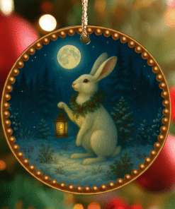 Alternative view of The Moonlit Hare – Solstice Ornament | Spirit of Renewal and Moonlight