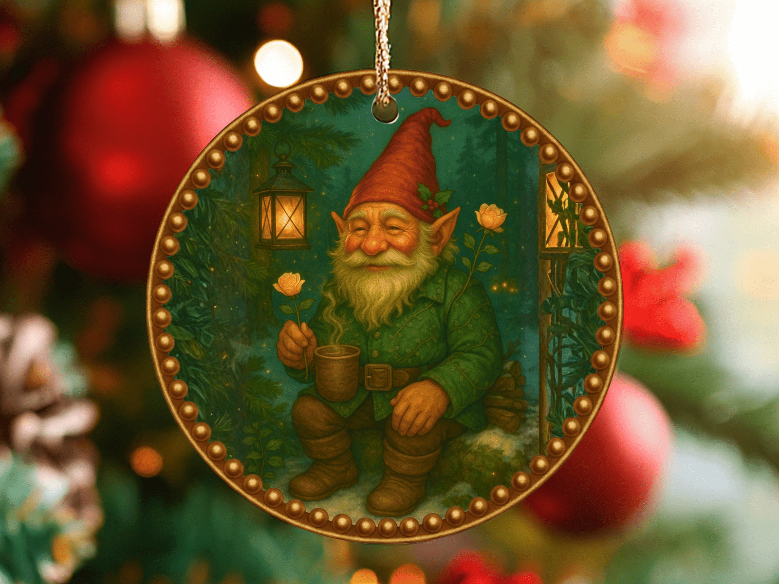 Thistlebeard the Hearth Gnome – Cozy Yule Ornament | Guardian of Hearth & Home